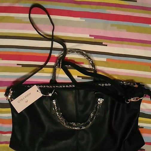 Bolso negro cuero sintético Anna Field