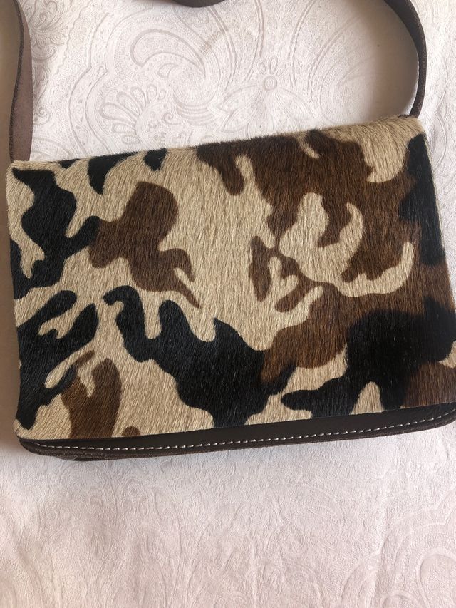 Bolso bandolera piel y pelo potro marron
