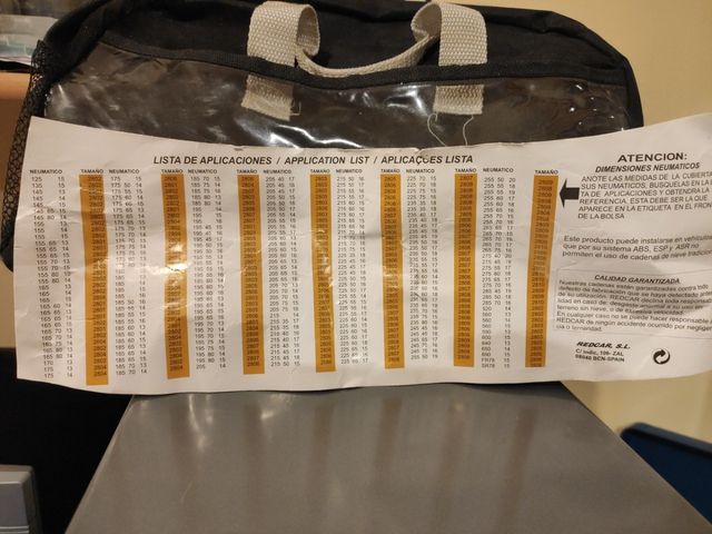 Cadenas de tela para nieve y hielo. Antideslizante