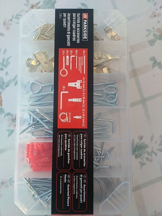 surtido accesorios para colgar cuadros 196 piezas