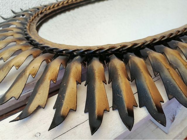 ESPEJO SOL OVALADO METAL DORADO VINTAGE ANTIGUO