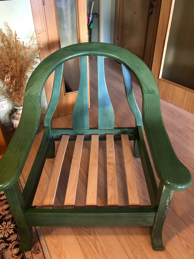 2 Sillones de Madera barnizado en verde