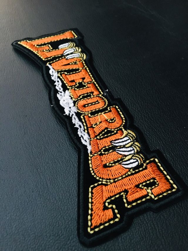 Parche para ropa "Live to Ride"(naranja) nuevo.