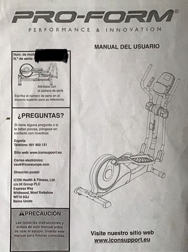 Proform elíptica Space Saver despiecé