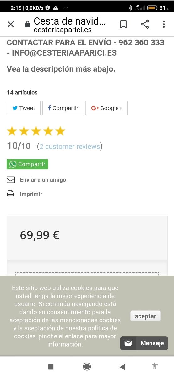 CESTA DE TRES PISOS DE PAJA Y MIMBRE ARTESANAL