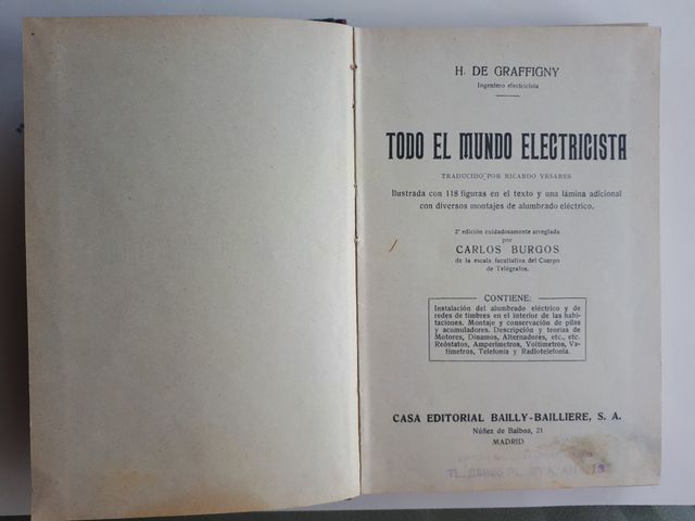 TODO EL MUNDO ELECTRICISTA (libro de 1912)
