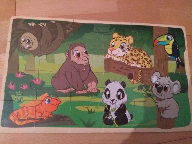 4 puzzles piezas de madera