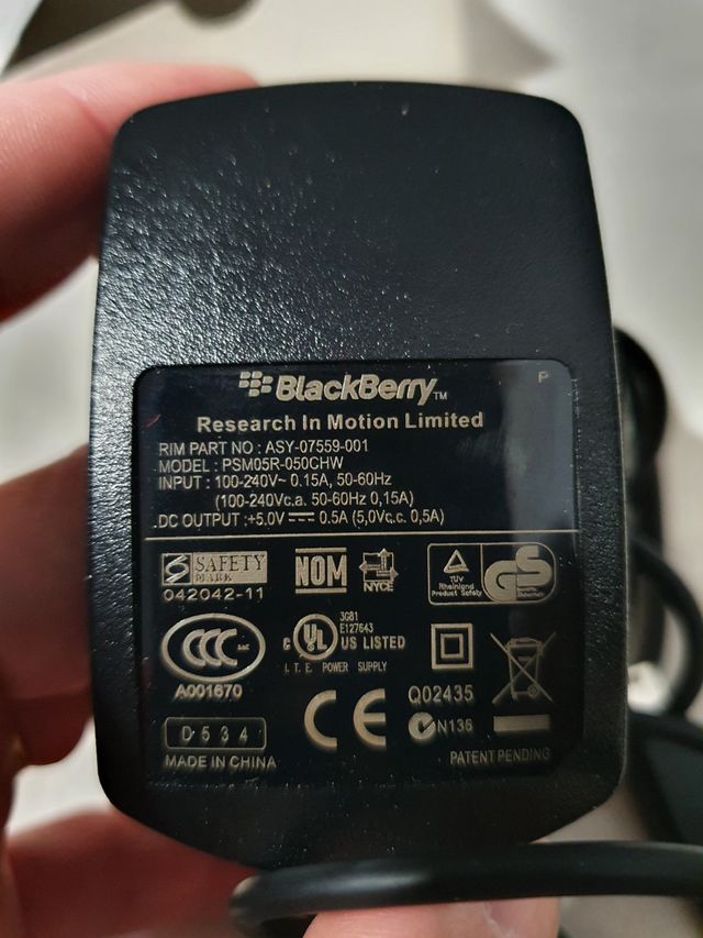 cargador original nuevo para blackberry