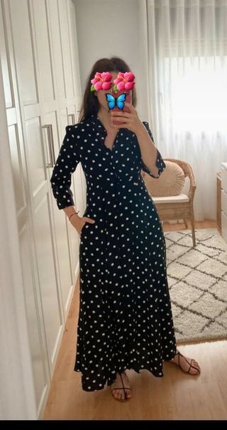 Vestido negro topos | VESTIDOS | COLECCIÓN | Puntroma GLOBAL