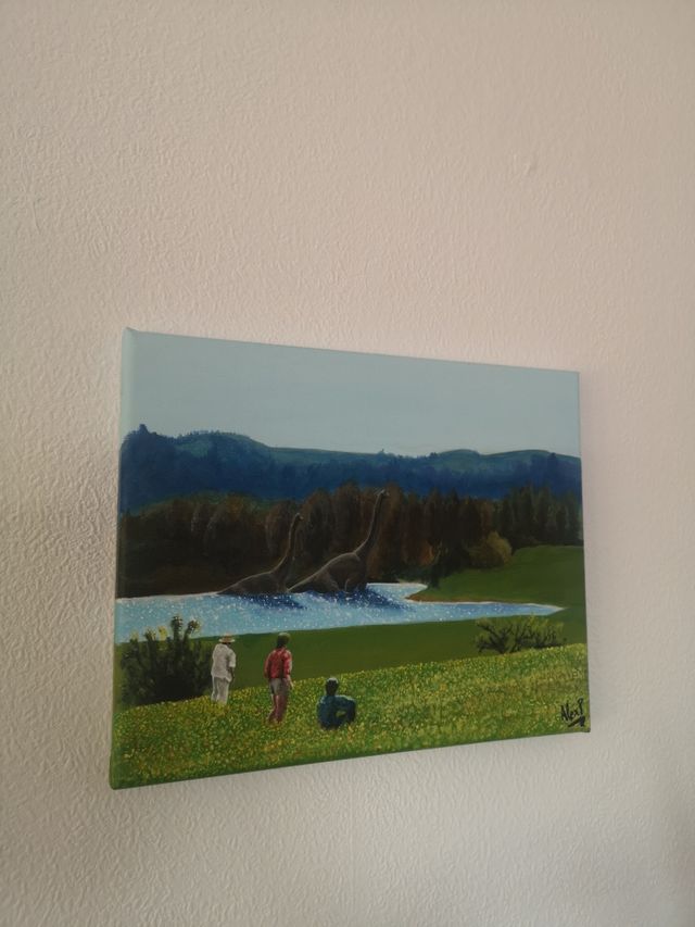 Jurassic Park, pintura óleo sobre lienzo