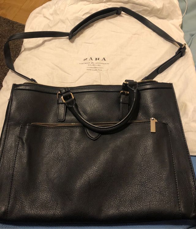 Bolso-maletín azul marino zara