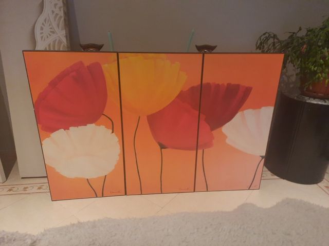 Cuadro triptico de amapolas 100×050 cm