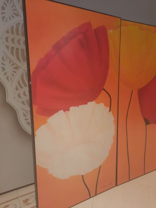Cuadro triptico de amapolas 100×050 cm