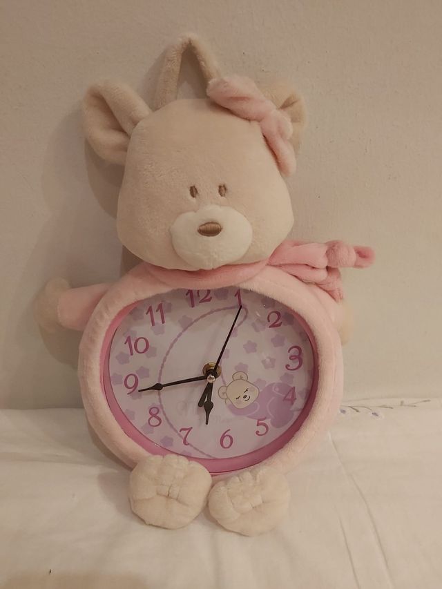 Reloj pared peluche infantil 