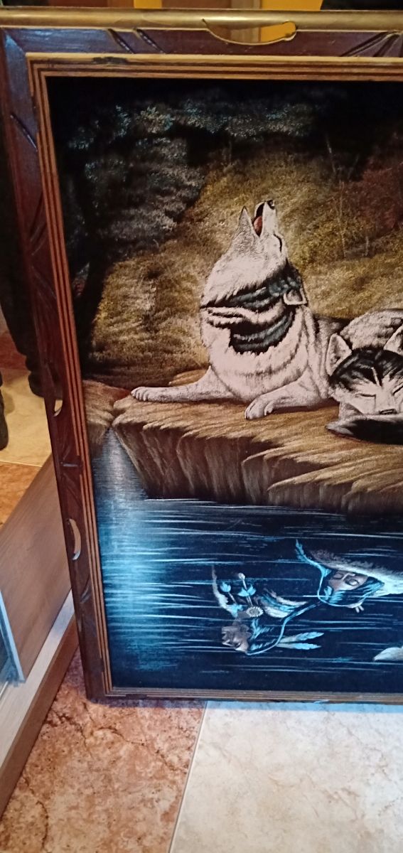 Cuadro Lobo y cachorro