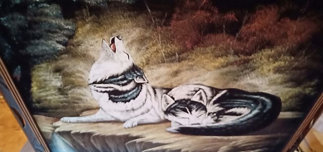 Cuadro Lobo y cachorro