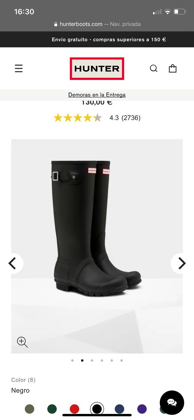 Botas Altas Hunter Negro a estrenar