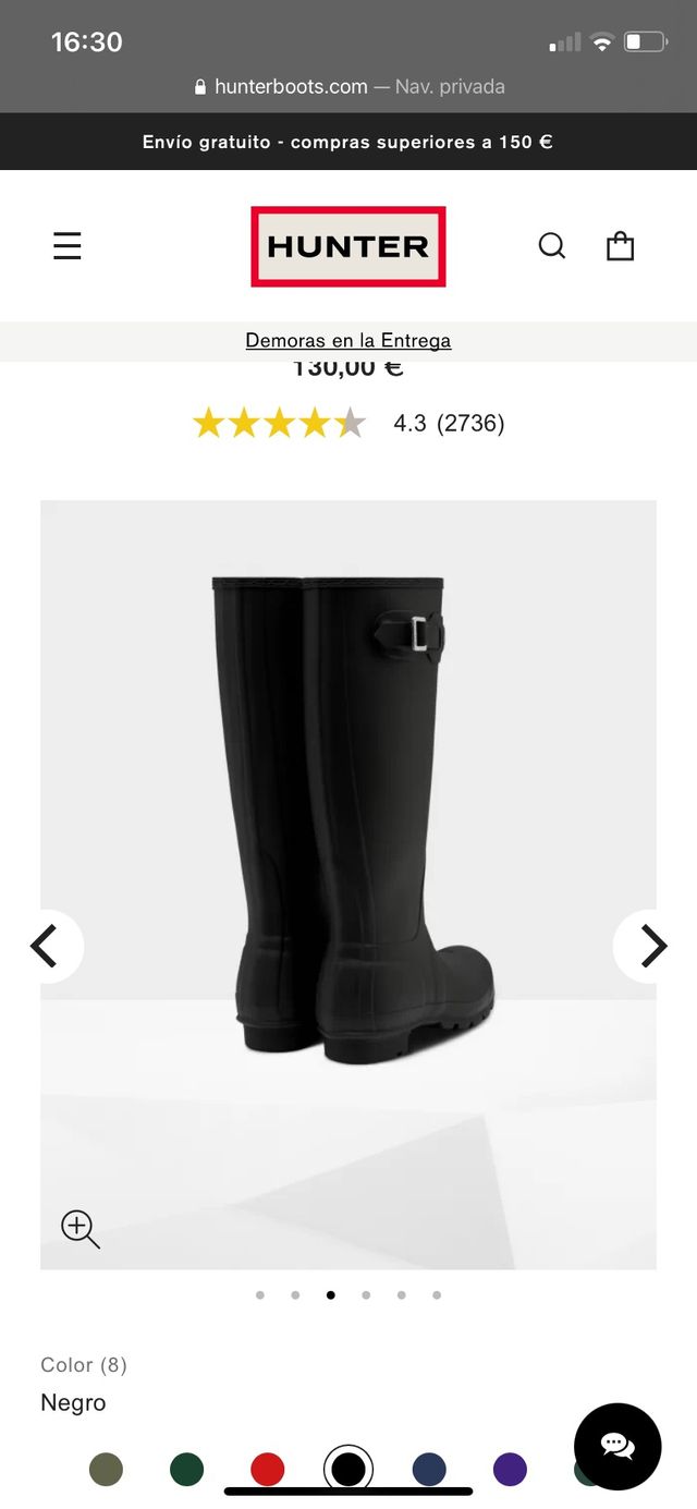 Botas Altas Hunter Negro a estrenar