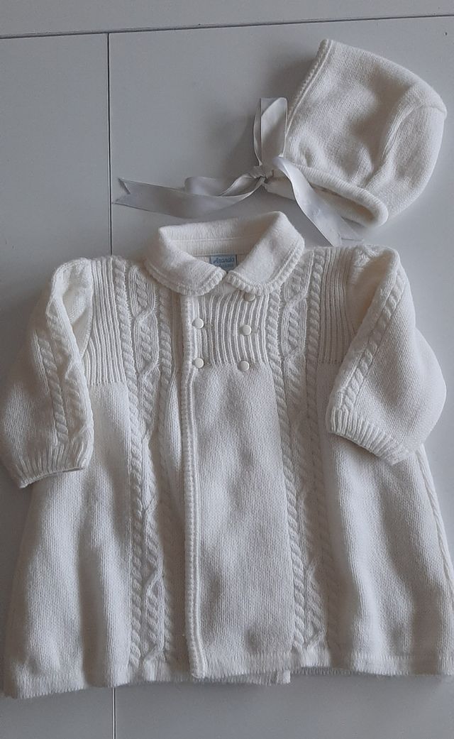 Abrigo punto y gorro 0-3 meses