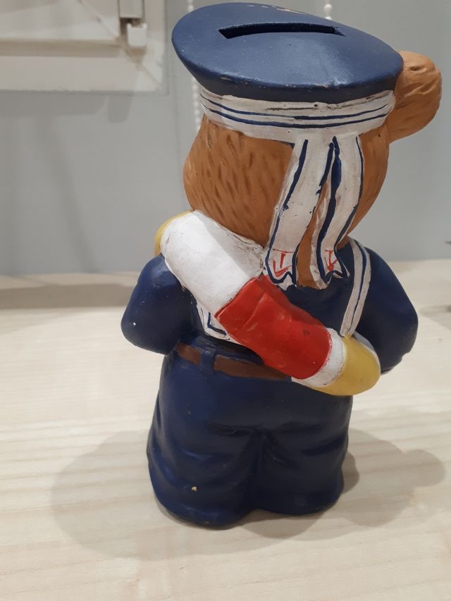 Hucha osito marinero de barro