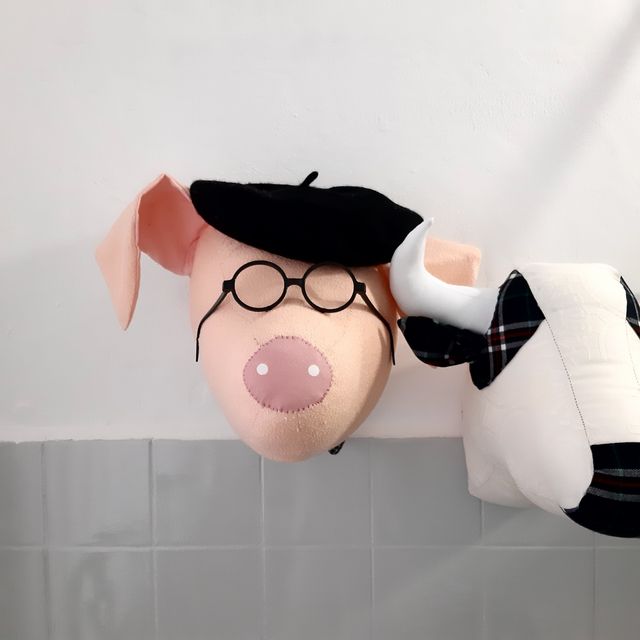 cabeza de cerdito de tela de DeSandra