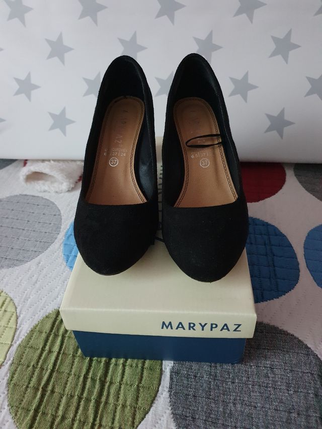 Zapatos tacón ante negros talla 37
