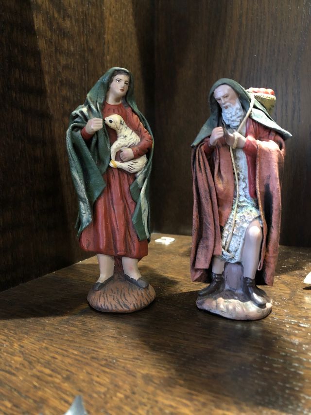 Belen : Pastores antiguos barro lienzado