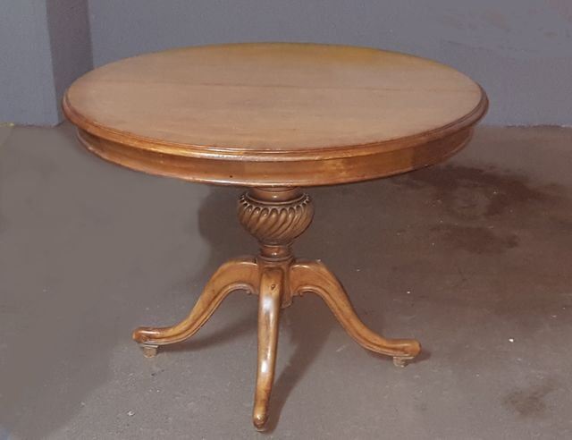 Mesa madera maciza y sillones rejilla Luis XV