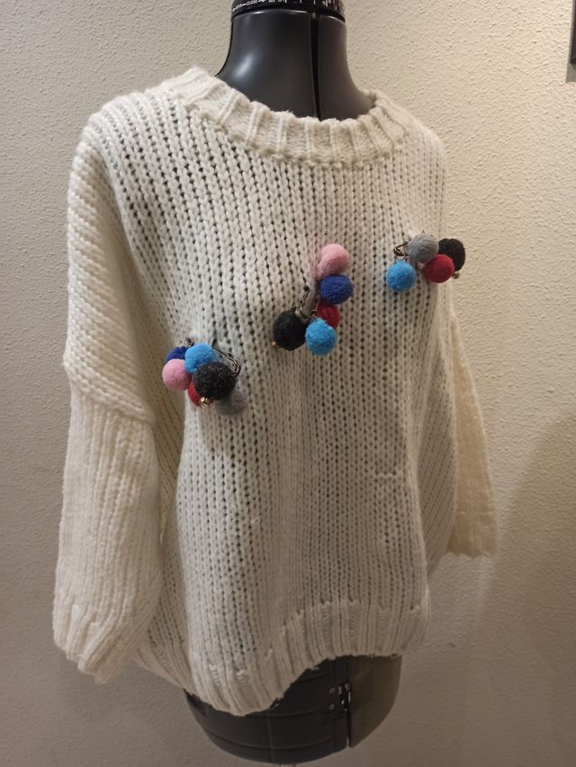 Jersey blanco lana talla única