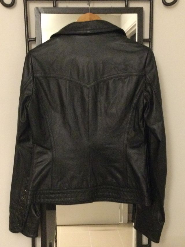 Chaqueta negra piel calidad mujer t 42 vintage