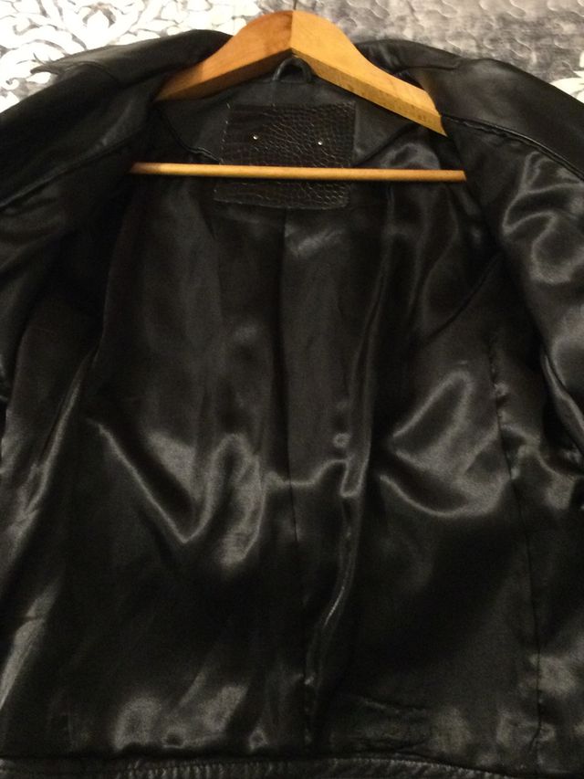 Chaqueta negra piel calidad mujer t 42 vintage