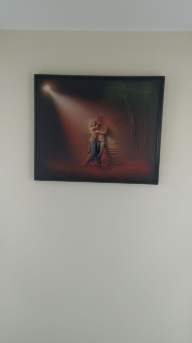 Cuadro en relieve montado sobre marco negro