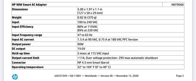 Cargador portátil HP 90W H6Y90AA