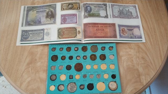Colección billetes y monedas historia de Alicante