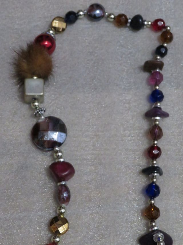 Collar largo de bolas multicolor