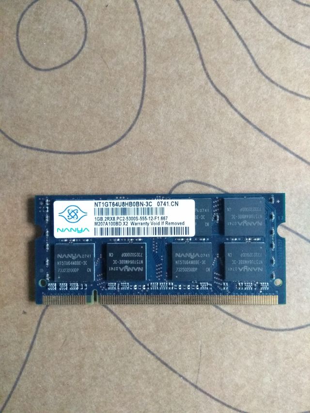 MEMORIA PORTATIL NANYA 1GB PC2-5300S. DDR2-667