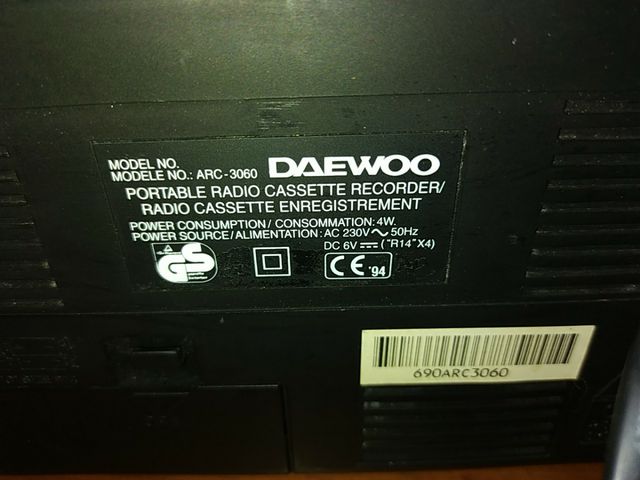 radio cassette Daewoo ARC3060