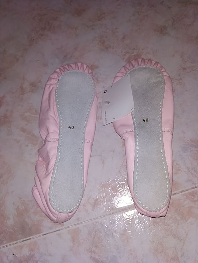 Zapatillas ballet piel en rosa talla 40 (38/39)