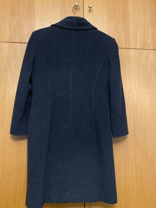 Abrigo paño y lana 3/4 gris marengo