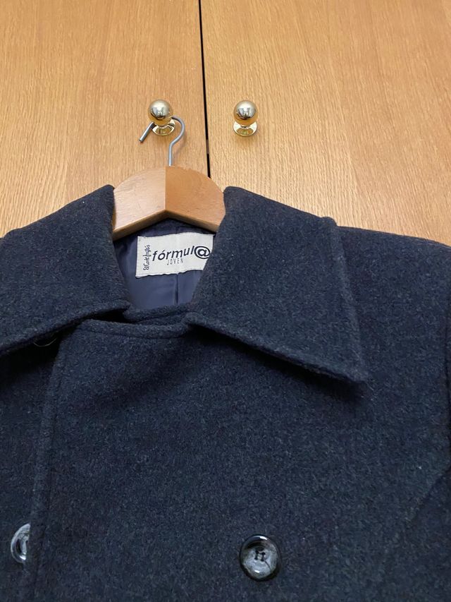 Abrigo paño y lana 3/4 gris marengo