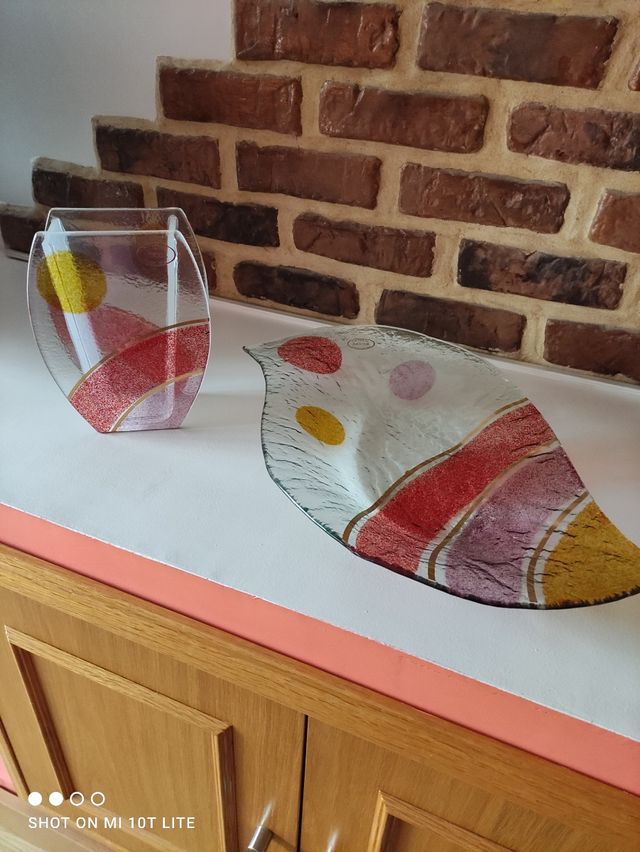 JARRON Y CENTRO DE MESA DE CRISTAL