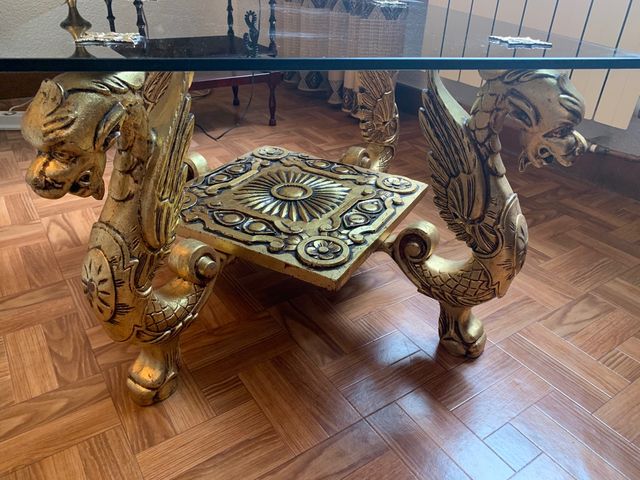 Mesa auxiliar cristal patas de dragón