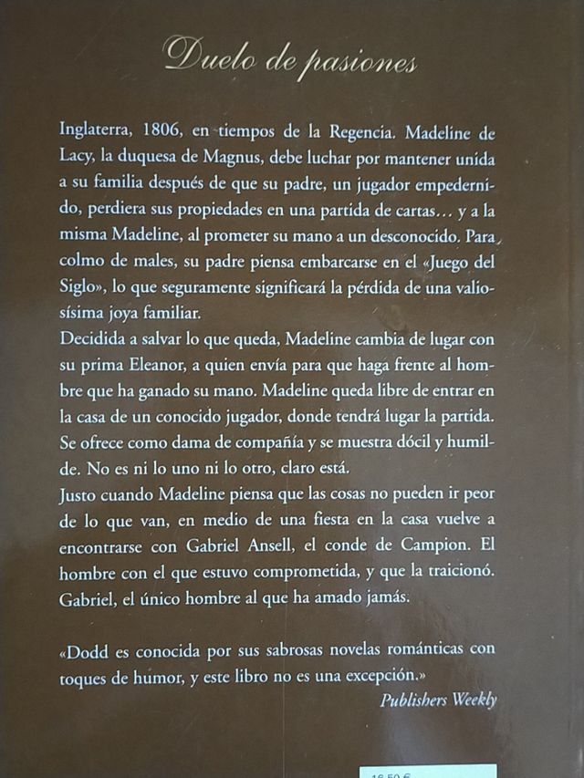 Libro "Duelo de pasiones". Autora Christina Dodd