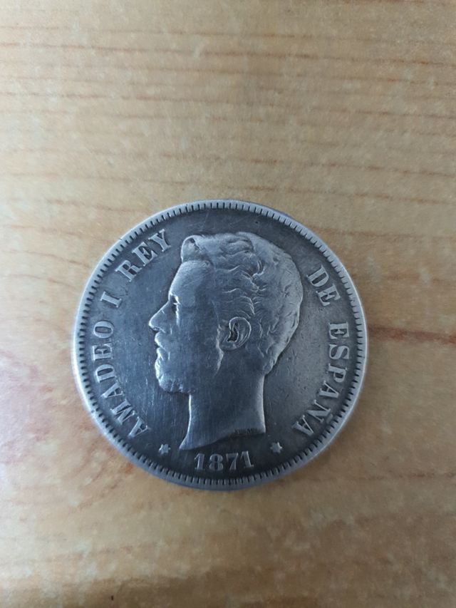 Moneda Amadeo I 5 pesetas plata 1871