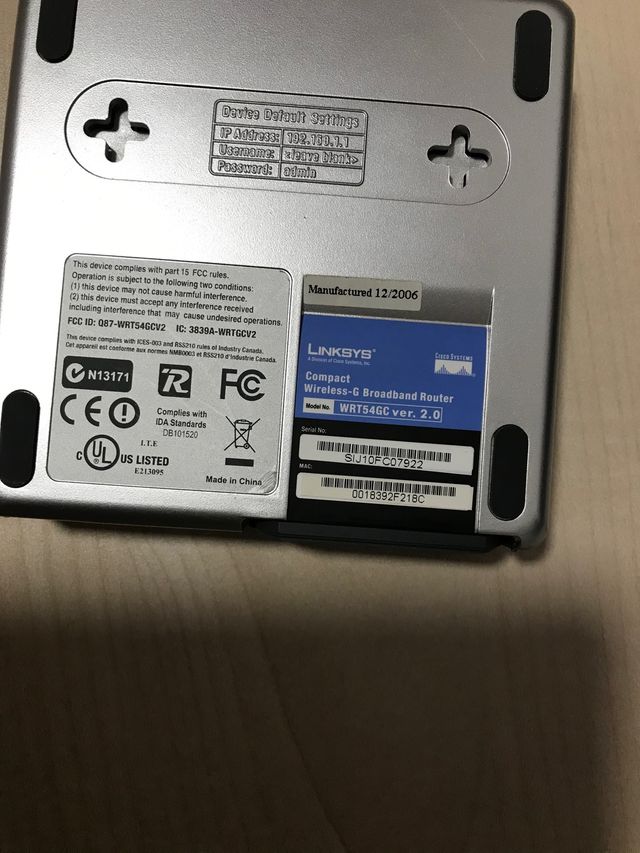 ROUTER LINKSYS WRT54GC. VERSION 2