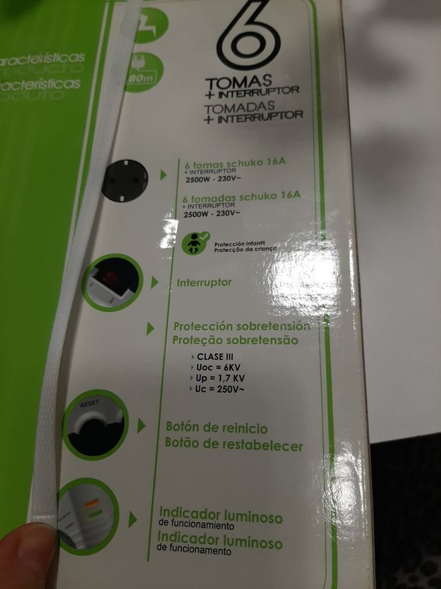 6 Tomas + interruptor sin estrenar