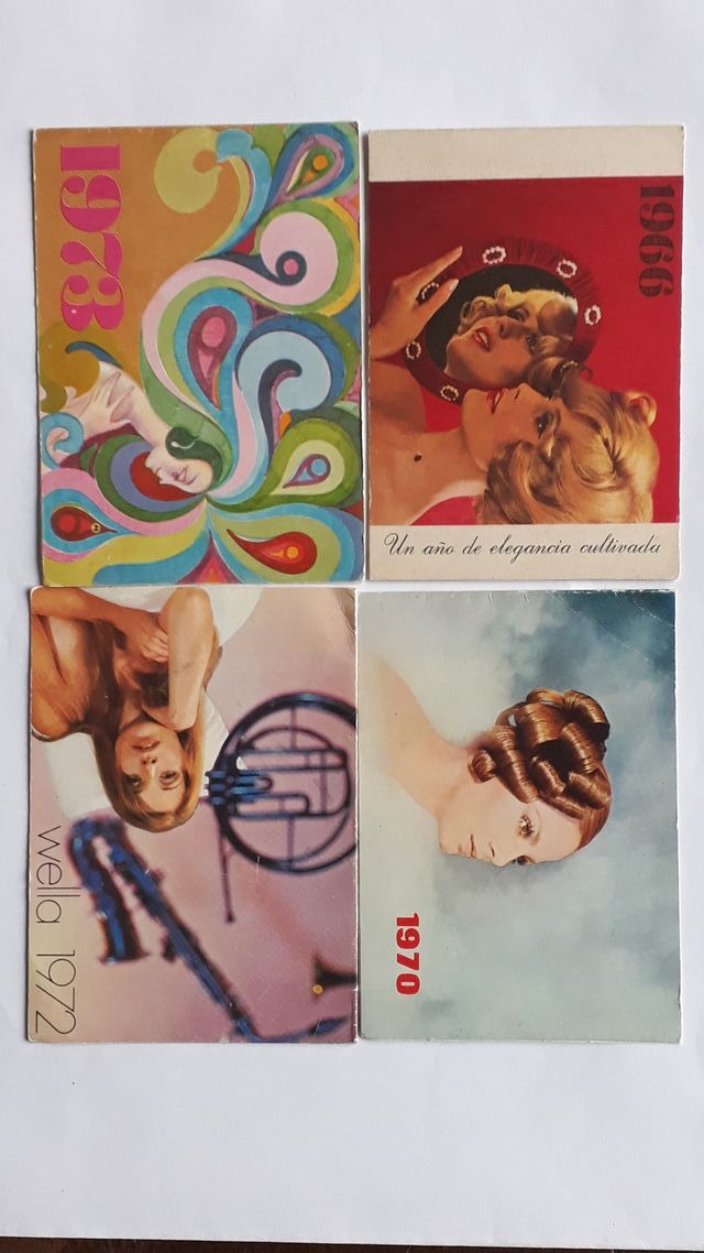 5 CALENDARIOS DIFERENTES WELLA 1966 A 1974.