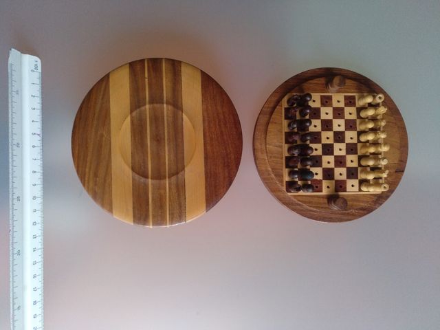 Mini juego ajedrez redondo de madera
