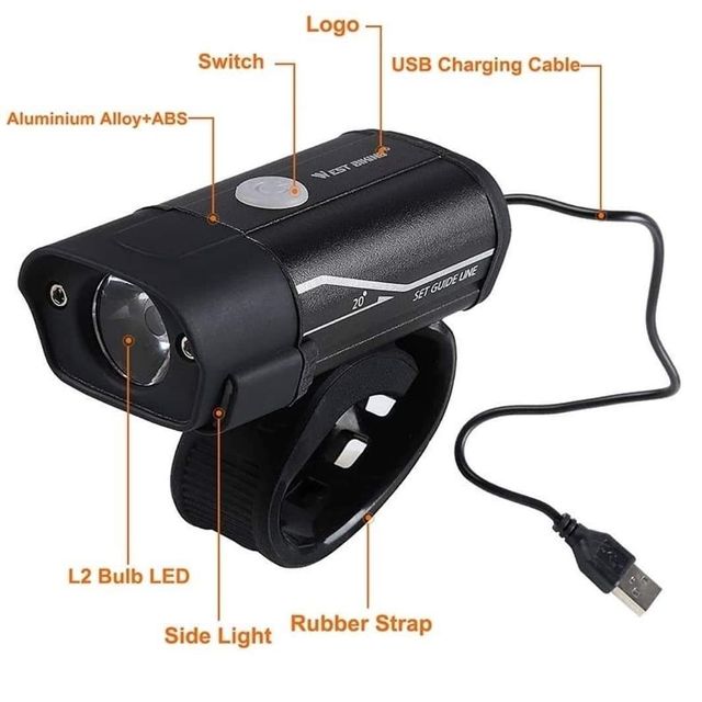 Potente LED delantero para bicicleta 350 Lúmenes.