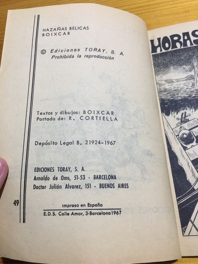 Comic horas de angustia Boixcar 1967